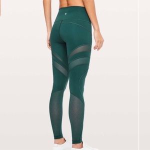 Lululemon Wunder Under High-Rise Tight Leggings *Mesh 28" in Royal Emerald Sz 6